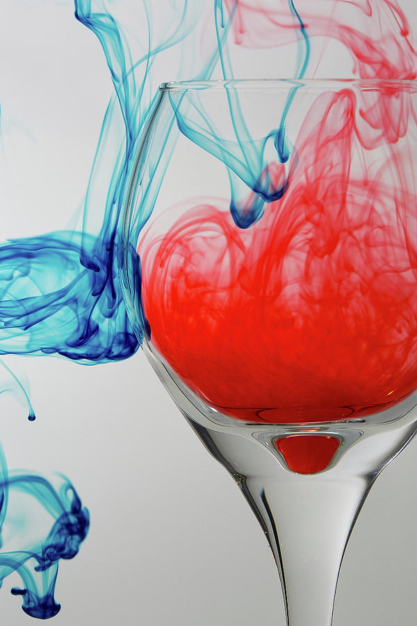 Blue And Red Wine Photograph