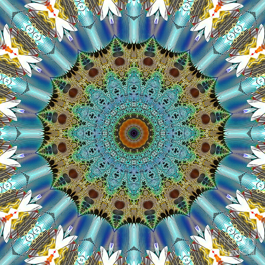 Blue and Tan Fractal Mandala Photograph by Sea Change Vibes