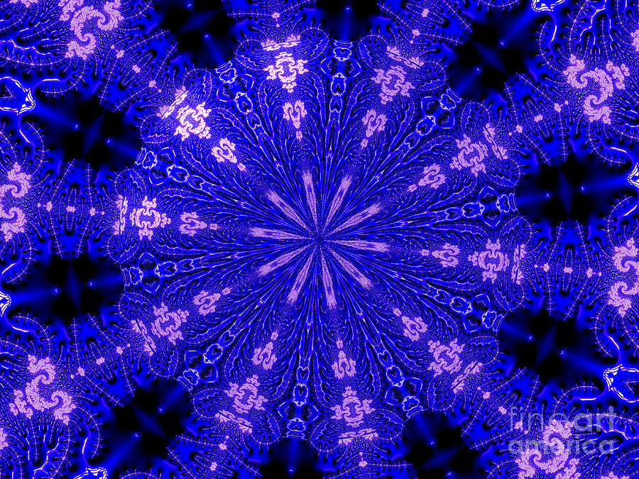 Blue And Violet Doily Fractal Kaleidoscope Mandala Abstract Digital Art by Rose Santuci-Sofranko