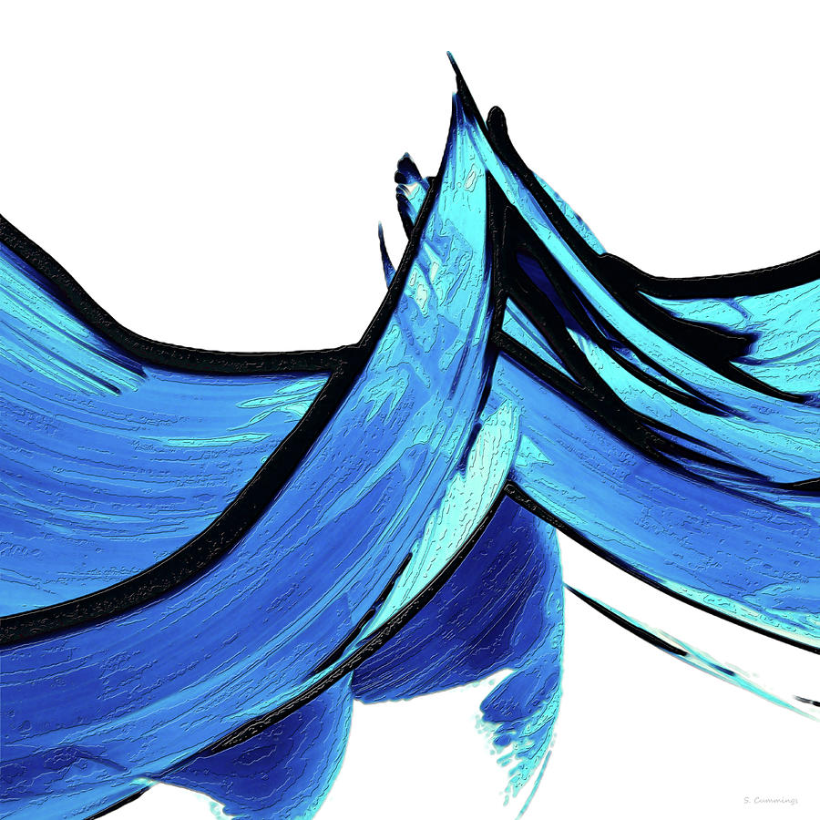 Blue And White Abstract Art Water Tight 1 Painting by Sharon Cummings