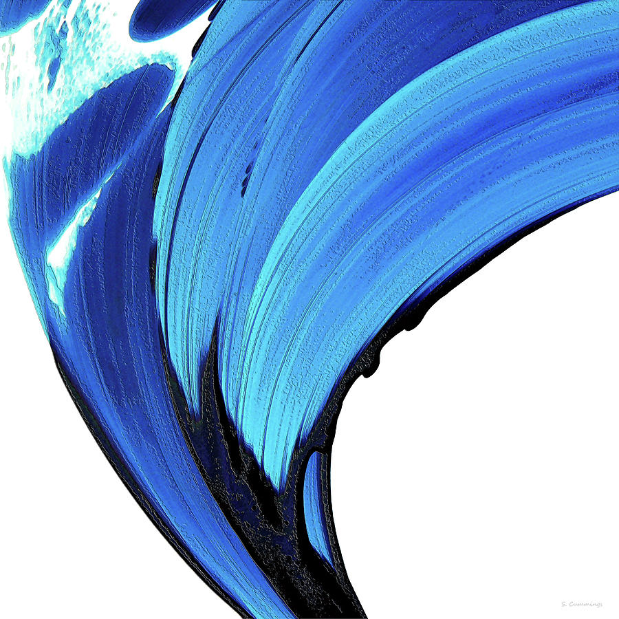 Blue And White Abstract Art Water Tight 3 Painting by Sharon Cummings