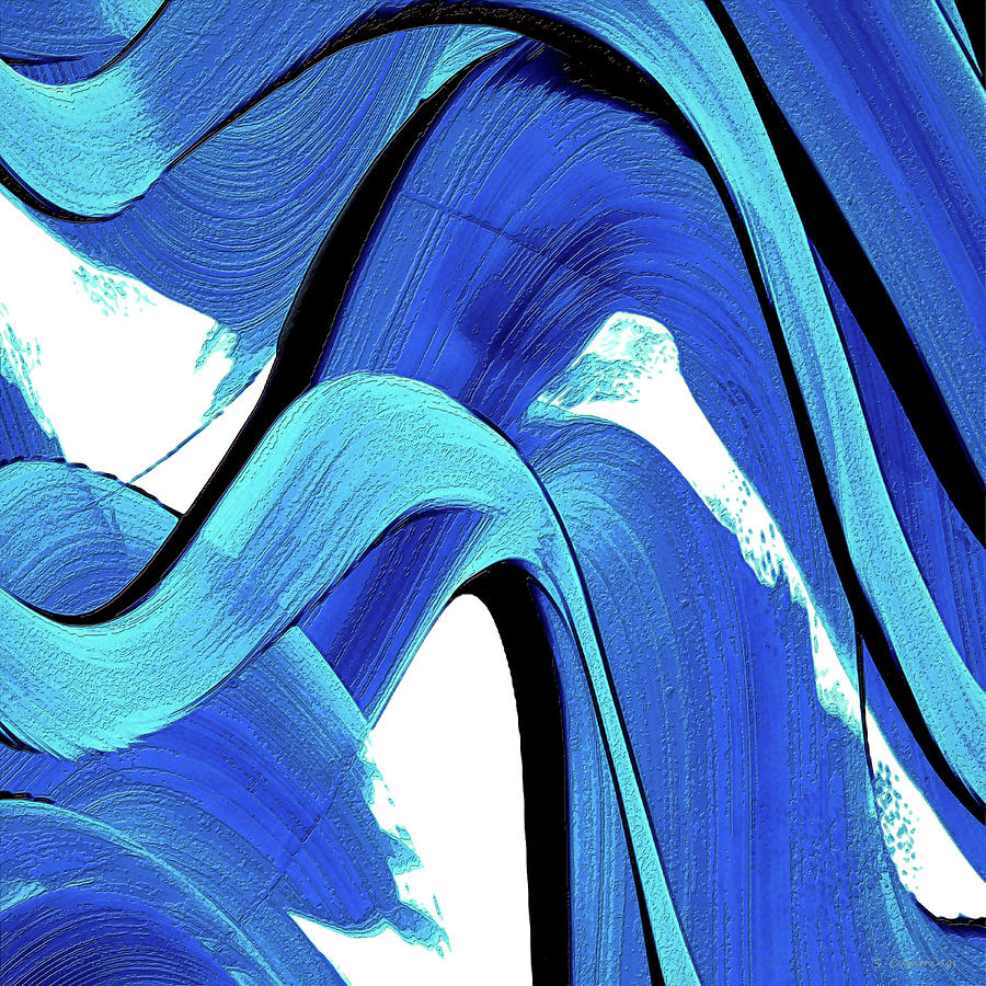 Blue And White Abstract Art Water Tight 5 Painting by Sharon Cummings