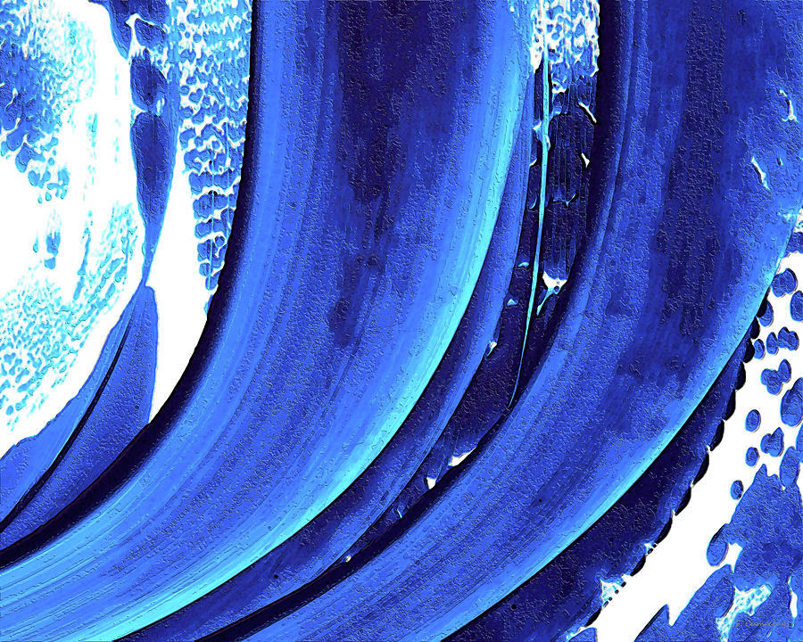 Blue And White Abstract Water Tight 13 Painting by Sharon Cummings