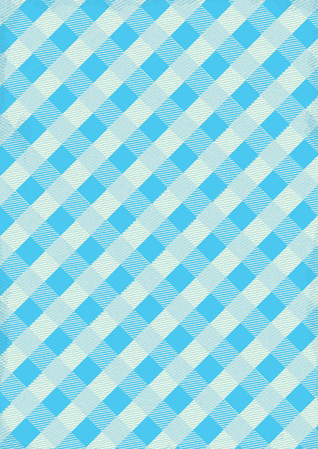 Blue and white Checked table cloth background with texture Drawing by JDawnInk
