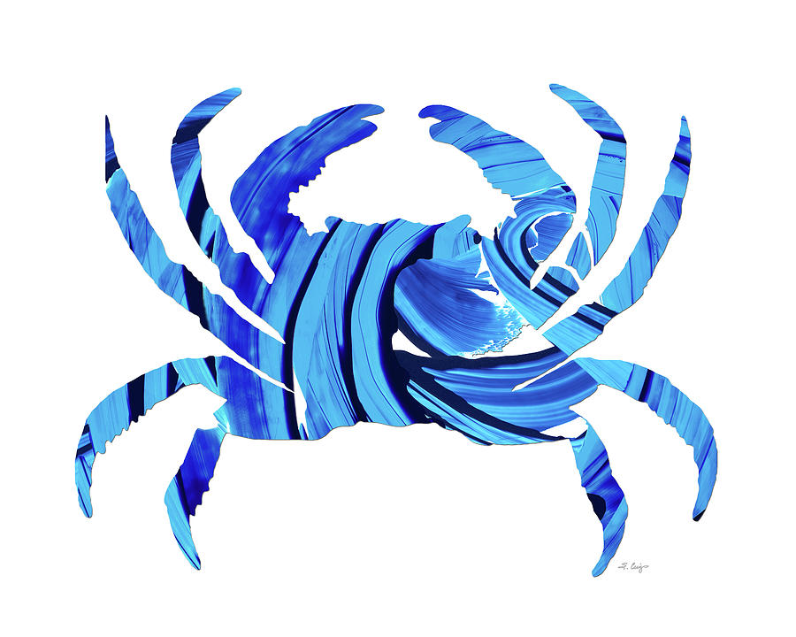 Miami Painting - Blue And White Crab Art 2 by Sharon Cummings