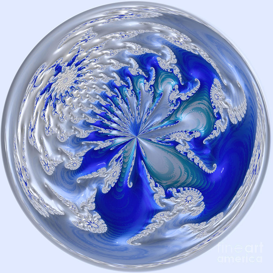 Blue and White Fractal Orb 21 Digital Art by Elisabeth Lucas - Fine Art ...