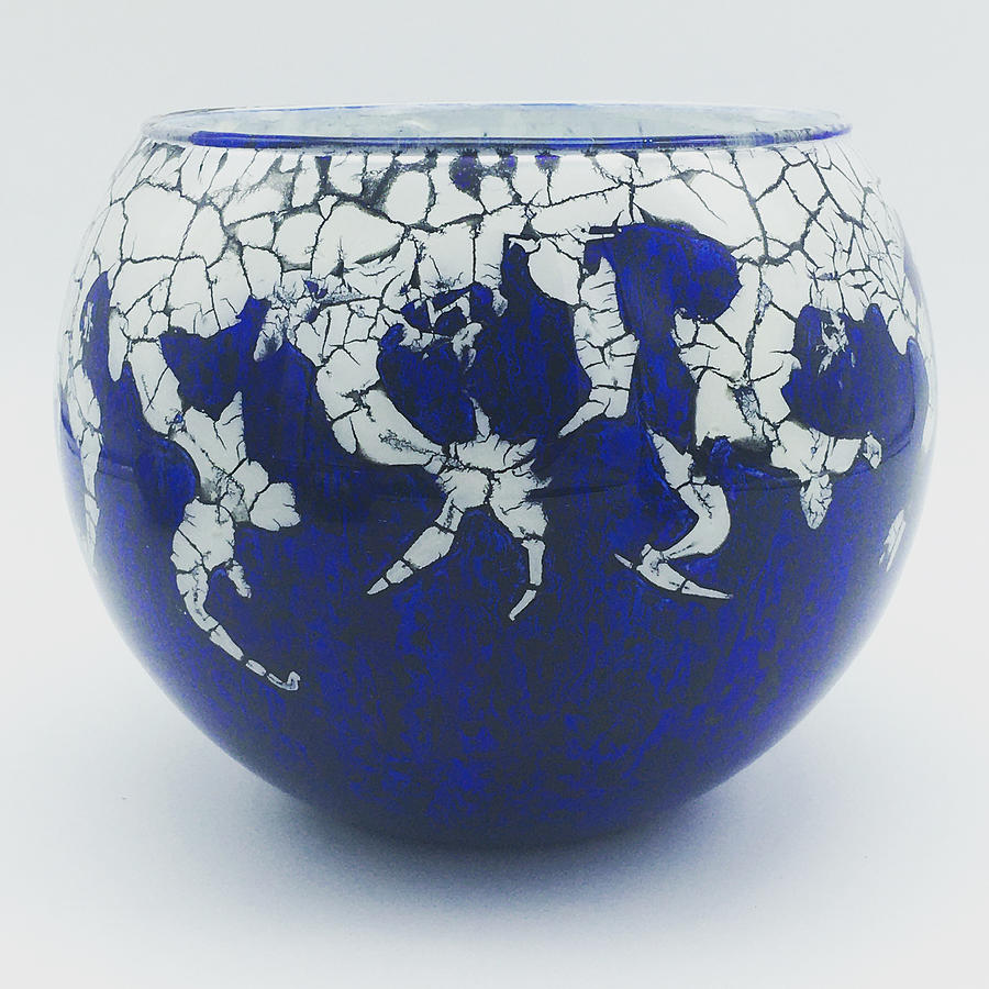Blue and White Glass Bowl Mixed Media by Christopher Schranck