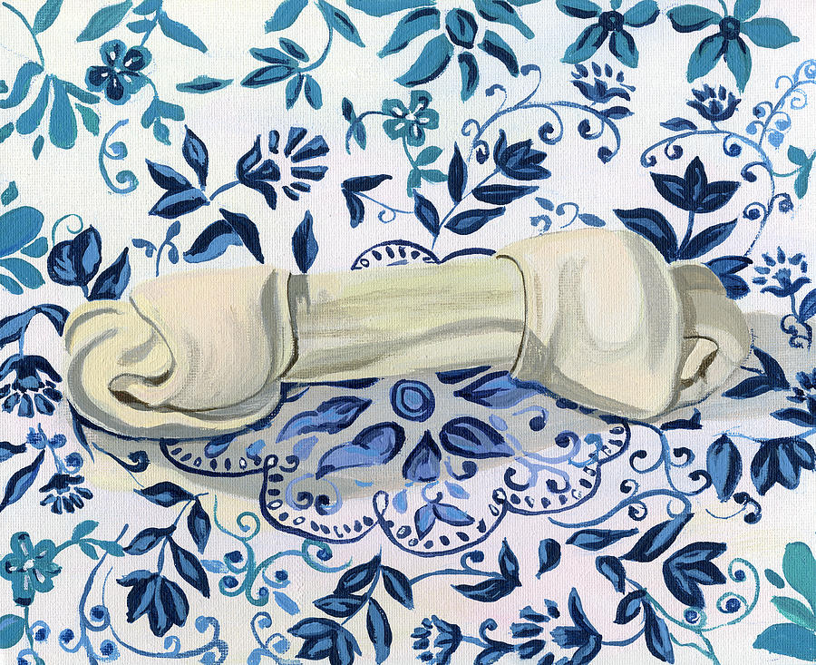 Blue and white Painting by Jane Dunn Borresen