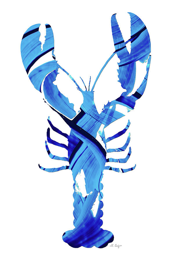Blue And White Lobster Art Painting by Sharon Cummings