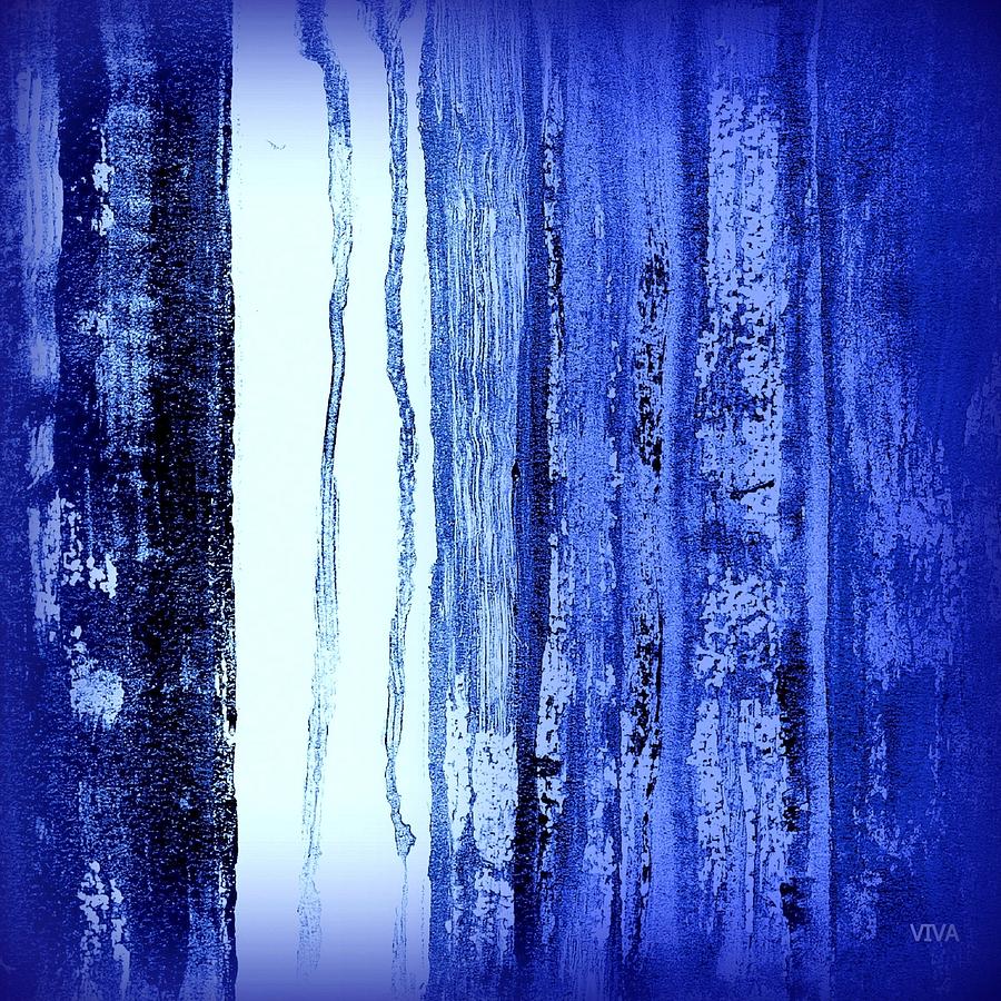 Blue and White Rainy Day Painting by VIVA Anderson