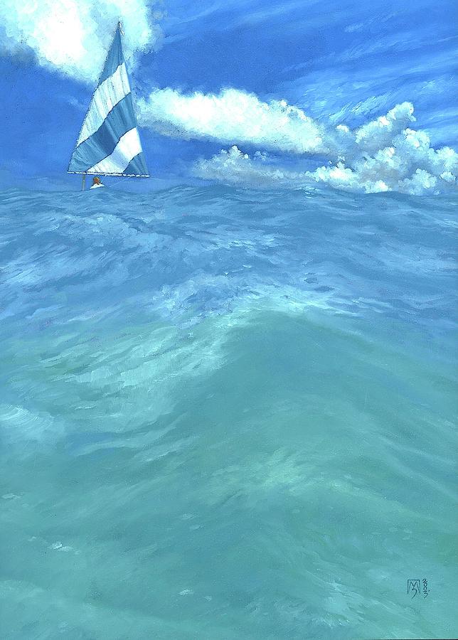 Blue and White Sail Painting by Stephen Marchesi - Fine Art America