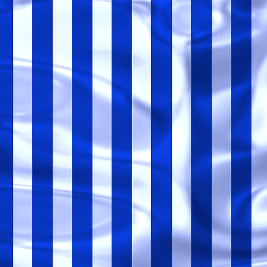Blue And White Sportive Stripes Digital Art
