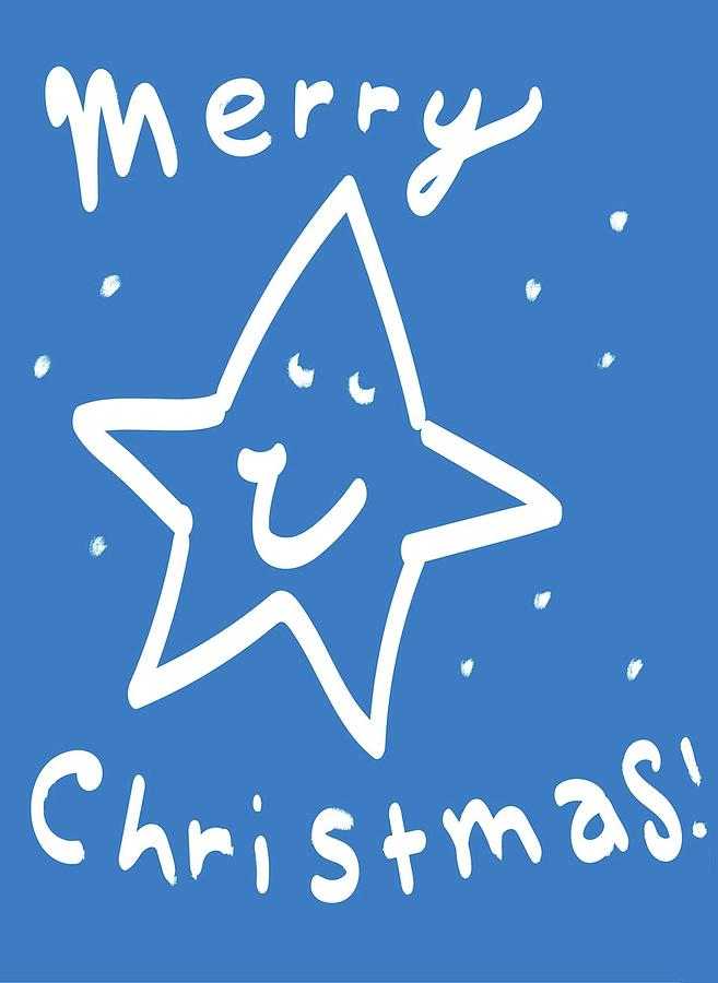 blue and white star Christmas Digital Art by Ashley Rice