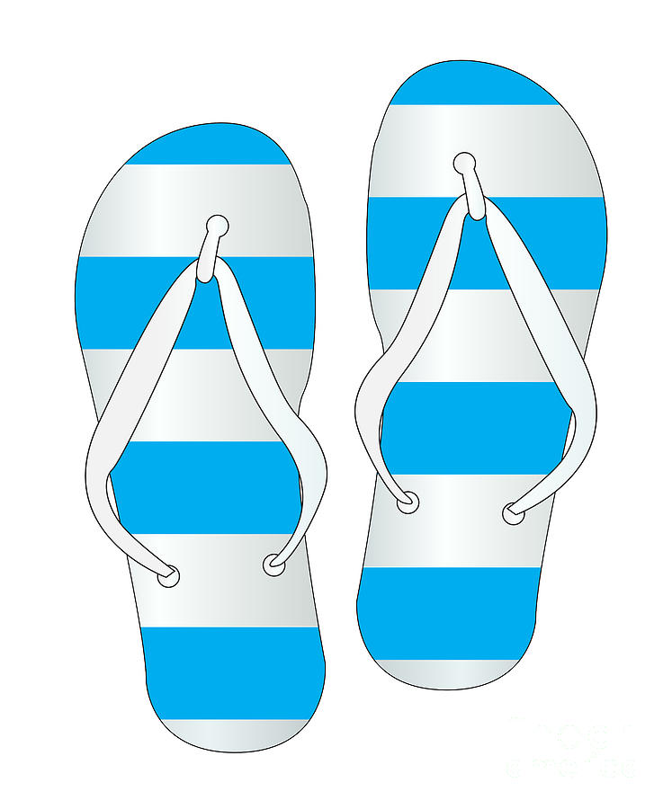 Blue And White Stripes Flip Flop Shoes Digital Art by Bigalbaloo Stock ...