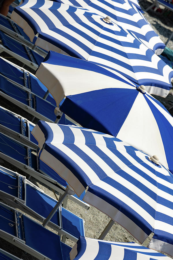 Blue and White Umbrellas Photograph by Denise Kopko
