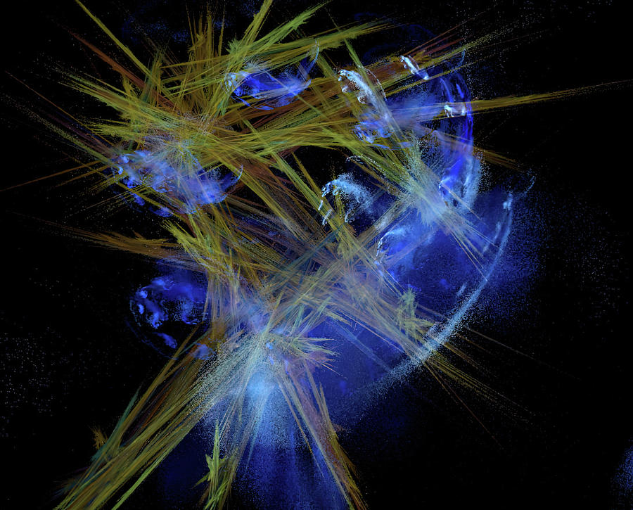 Blue and Yellow Abstract CAC day 88 Digital Art by Cathy Anderson