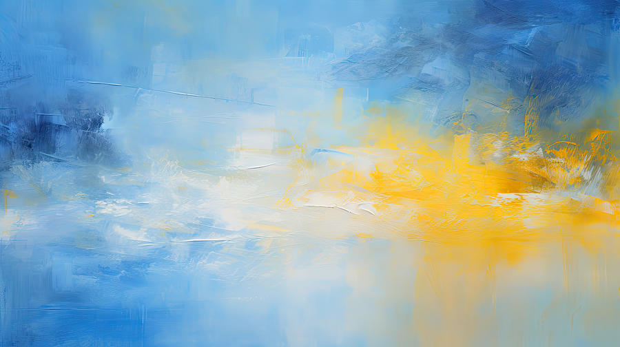 Blue and Yellow Abstract Paintings Painting by Lourry Legarde