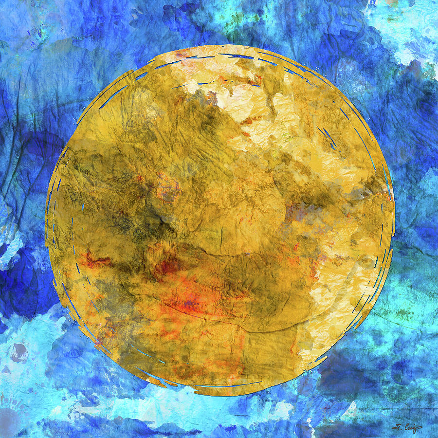 Blue And Yellow Gold Art - Balance Painting by Sharon Cummings