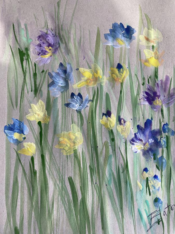 Blue and Yellow Bouquet Painting by Donna Eaton
