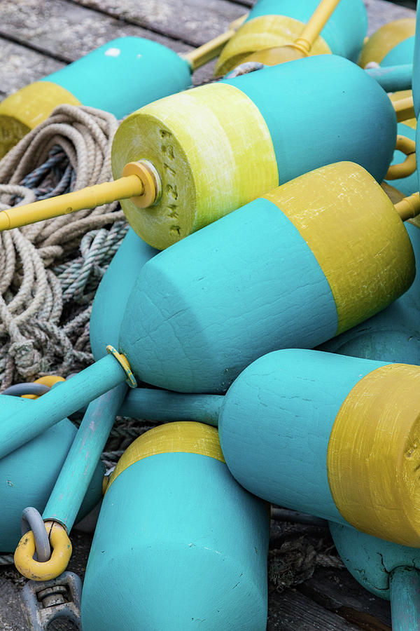 Blue and Yellow Buoys Photograph by Denise Kopko