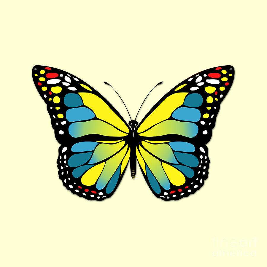 Black Woman Digital Art, Yellow Girl Clipart, Butterflies.