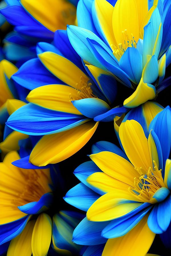 Blue and Yellow Flower Digital Art by Terry Hi - Fine Art America