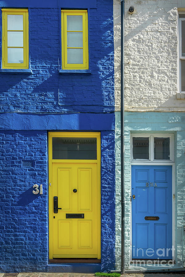 Blue and yellow house in London Photograph by Delphimages London Photography
