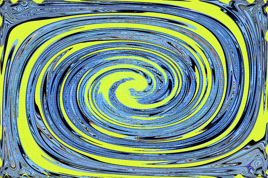 Blue And Yellow Spiral Abstract Digital Art by Tom Janca