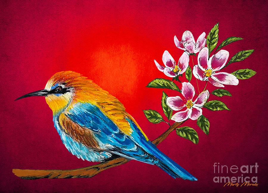 Blue and Yellow Tanager Painting by Martys Royal Art