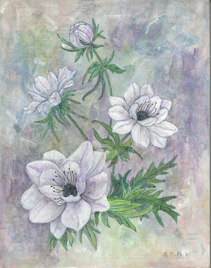 Blue Anemones Mixed Media by Sandy Clift