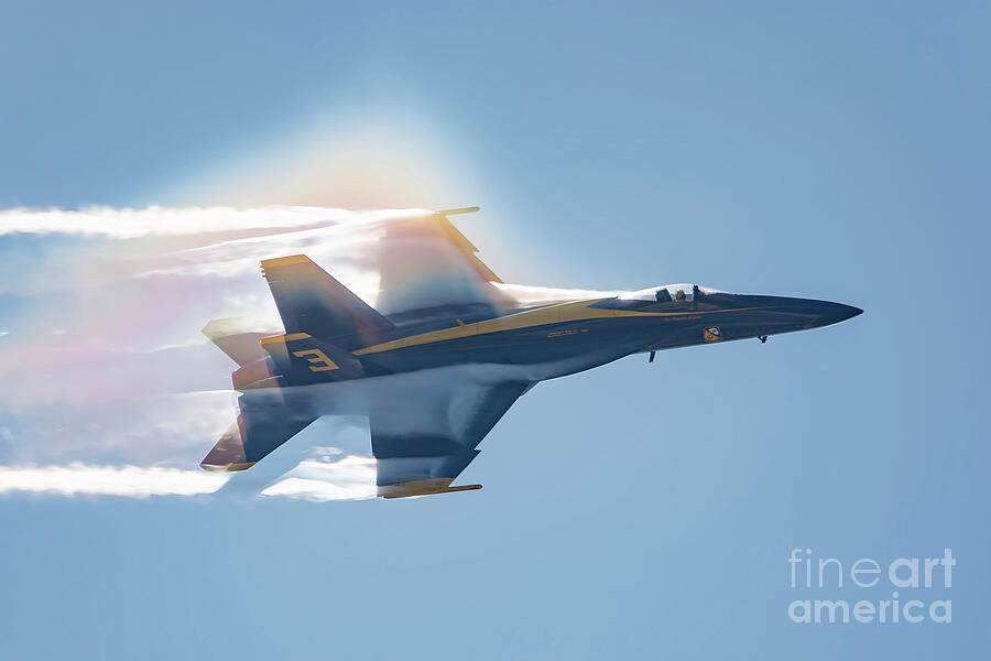 Blue Angel In Front Of Sun Creating Prizm Effect Photograph by Beachtown Views Blue Angel In Front Of Sun Creating Prizm Effect Photograph by Beachtown Views