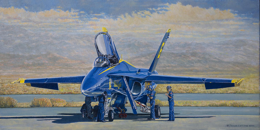 Blue Angel Maintenance  Painting by Douglas Castleman