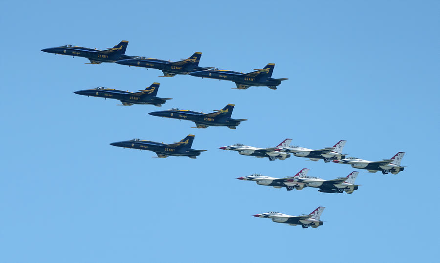Blue Angels and Thunderbirds Together Photograph by Jack Nevitt