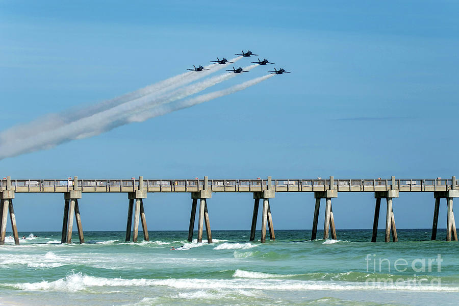 Blue Angels Over Pensacola Beach Fishing Pier Photograph by Beachtown Views
