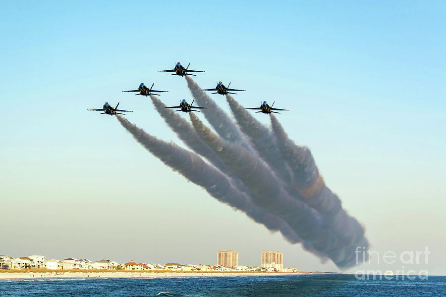 Blue Angels over Pensacola Beach, Florida Photograph by Beachtown Views