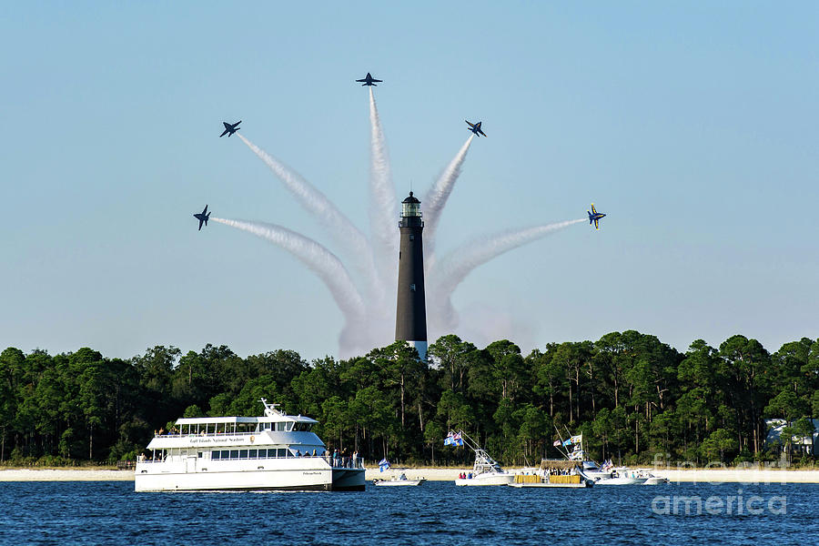 Blue Angels over Pensacola Lighthouse Photograph by Beachtown Views