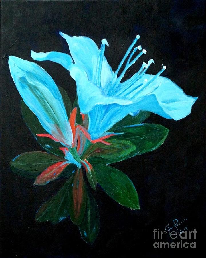 Flowers Still Life Painting - Blue Azaleas by Frankie Picasso