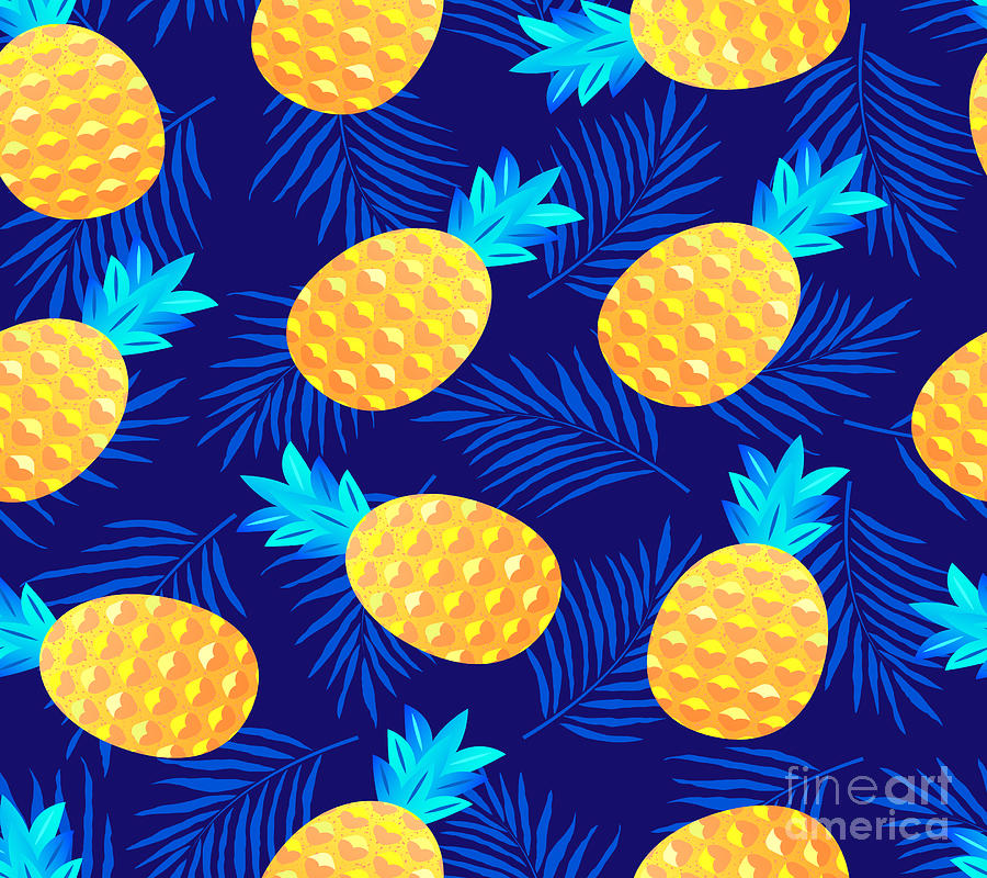 Blue Pineapple On Yellow Background Stock Photo - Download Image Now - Art,  Blue, Blues Music - iStock