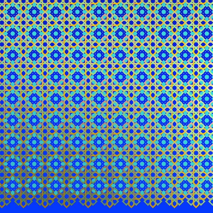 Blue Background With Arabic Composition Digital Art