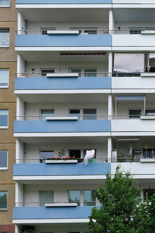 Blue Balconies Berlin Marzahn Photograph by Matthias Hauser Blue Balconies Berlin Marzahn Photograph by Matthias Hauser
