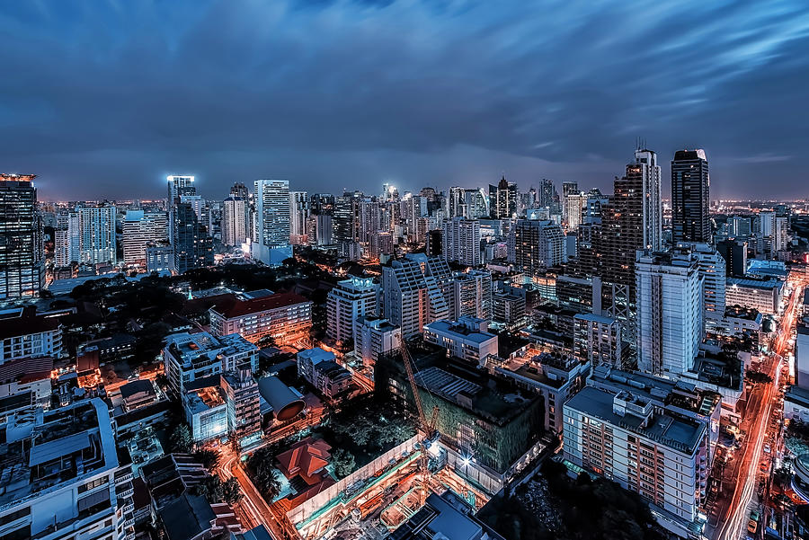 Architecture Photograph - Blue Bangkok by Manjik Pictures