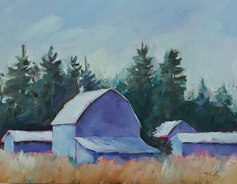 Blue Barns Painting by Sheila Romard