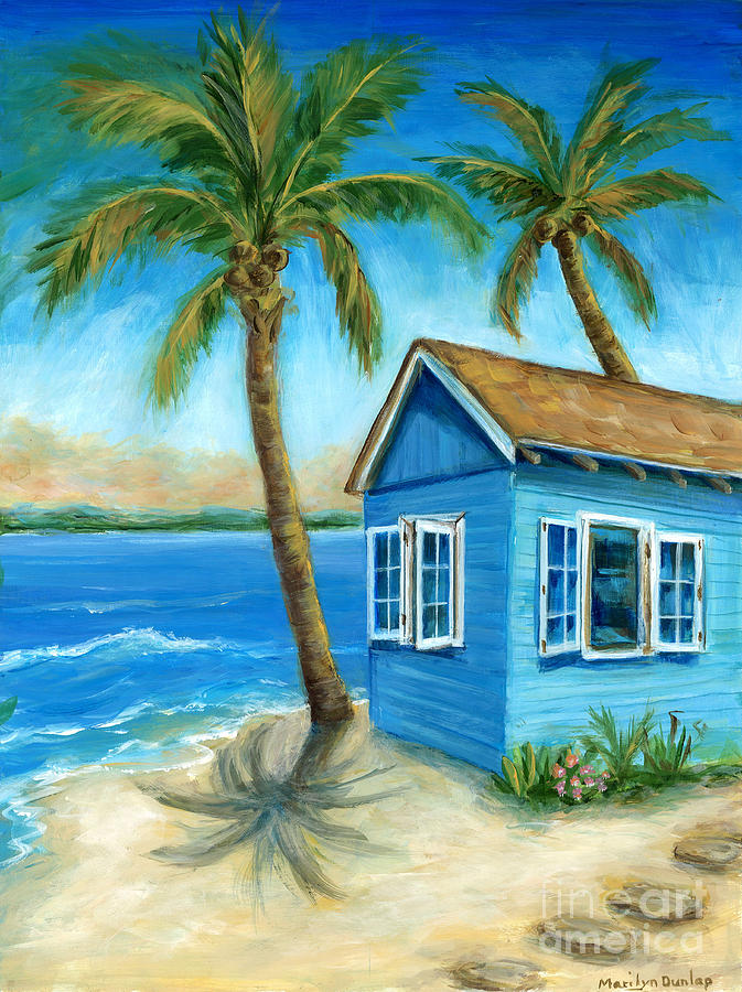 Blue Beach Hut Painting by Marilyn Dunlap