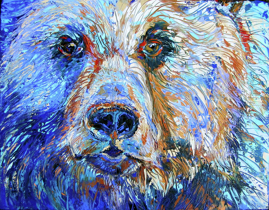 Blue Bear Bliss Painting by Kathleen Steventon