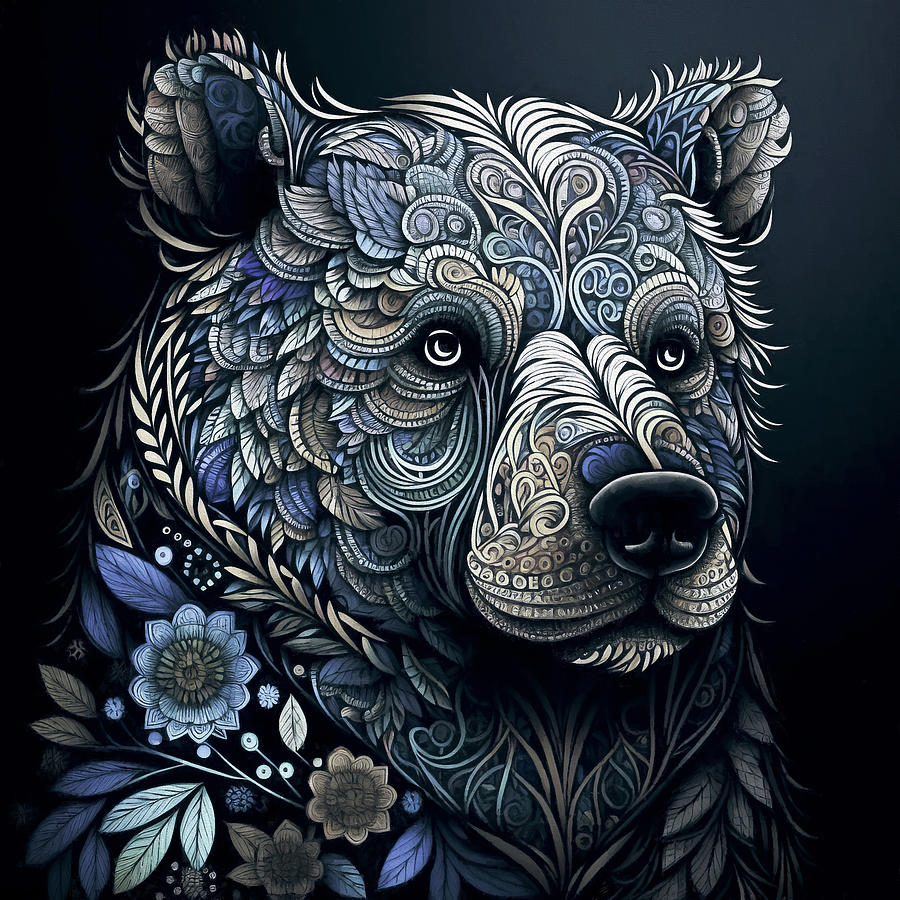 Blue Bear Digital Art by Peggy Collins
