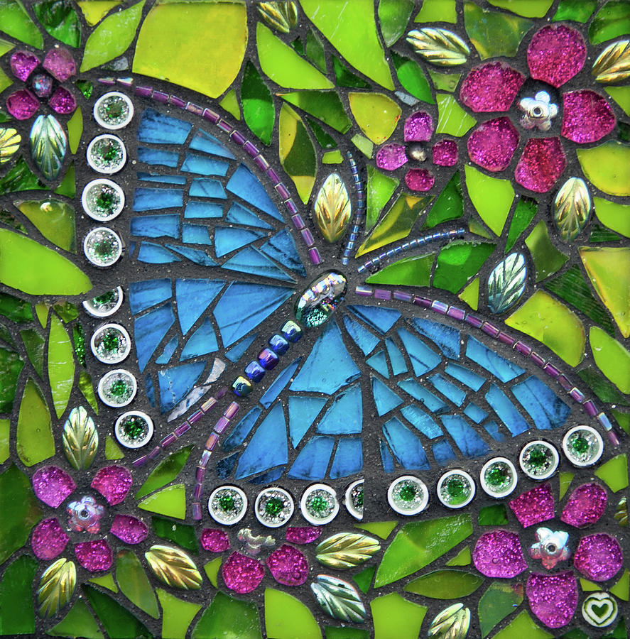 Blue Beauty Glass Art by Cherie Bosela