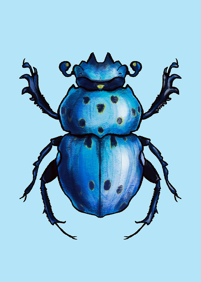Wildlife Digital Art - Blue Beetle Cool Insect Art by Boriana Giormova