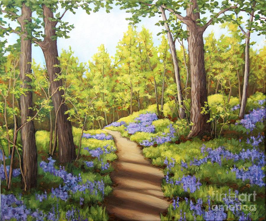 Blue bell forest path Painting by Inese Poga