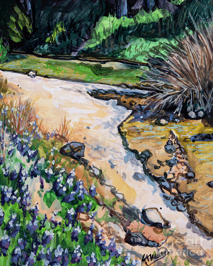 Blue Bells and Dry Creek - LWBBD Painting by Lewis Williams OFS