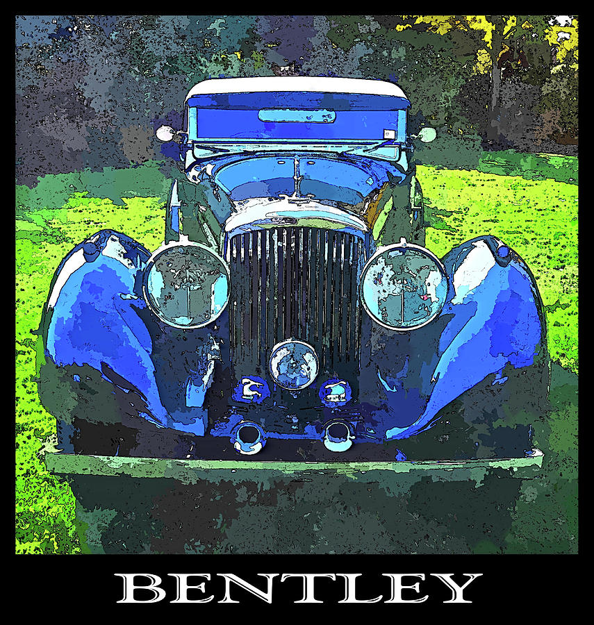 Blue Bentley Pop Title Digital Art by DK Digital